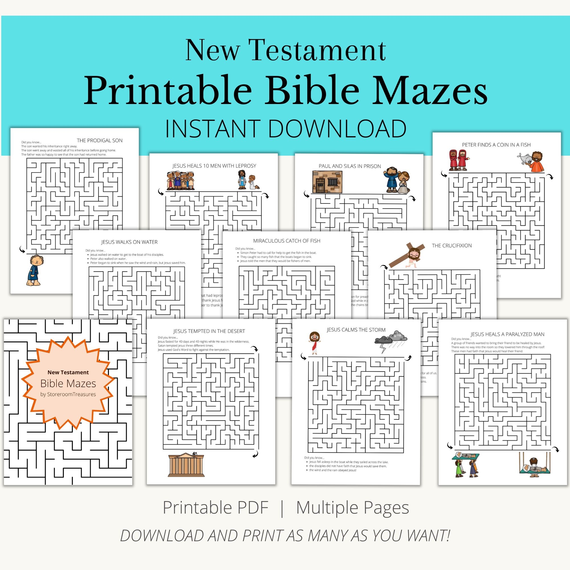 Printable Mazes Bible Activity Book New Testament Classful