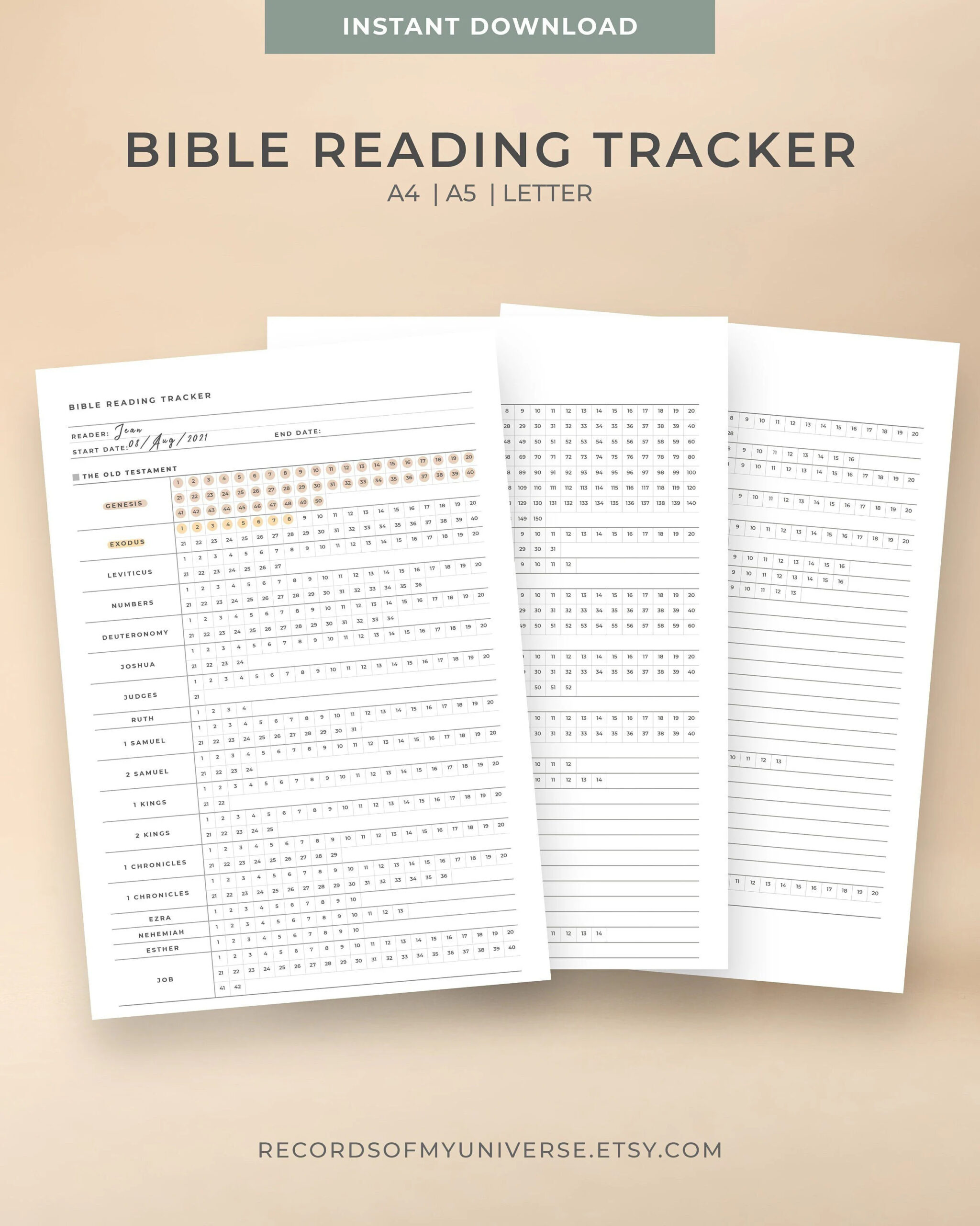 Printable Minimal Bible Reading Tracker A4 A5 Letter Size Available Instant Download Bible Reading Log bible Reading Challenge Etsy Canada