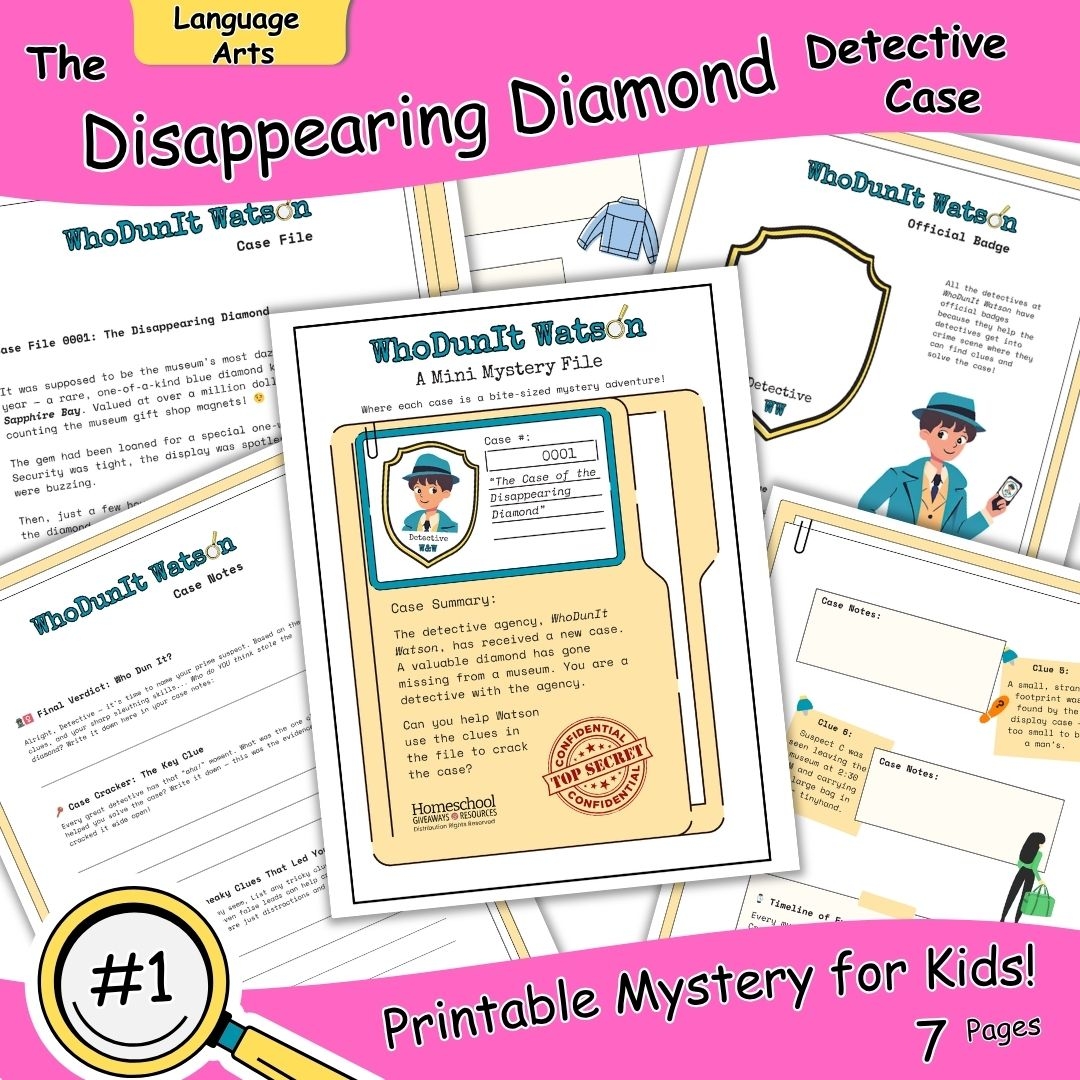 Printable Mystery For Kids The Disappearing Diamond Detective Case Homeschool Giveaways