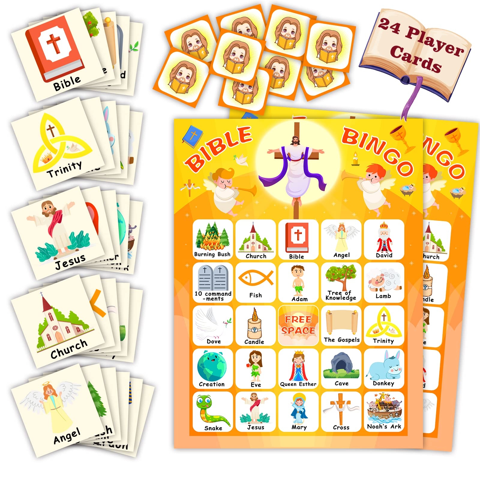 Printable PDF Free DISJOURNEY Bible Bingo Game For Kids Christian Bible Bingo Cards Religious Games For Church Family Sunday School Parties Catholic Game
