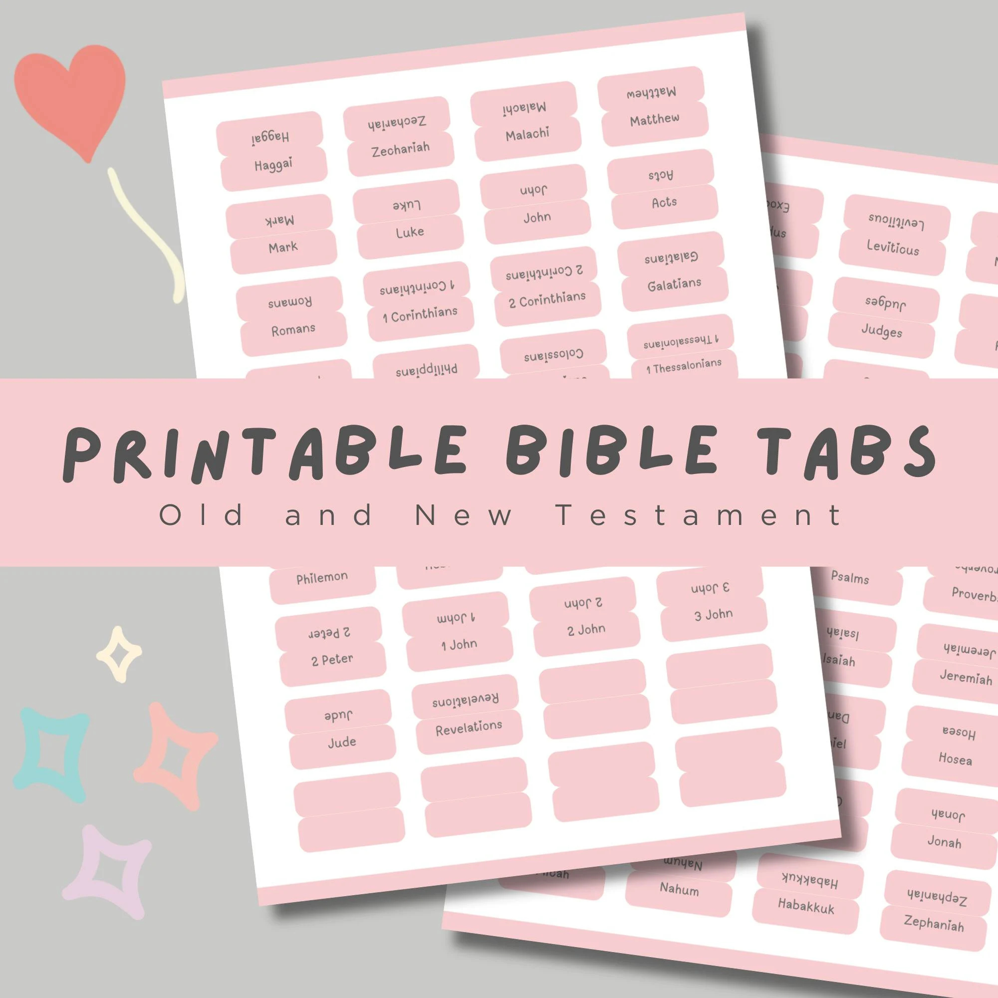 Printable Pink Bible Tabs Bible Journaling 66 Books Of The Bible Free Page Of Blank Tabs DIY Bible Tabs Etsy