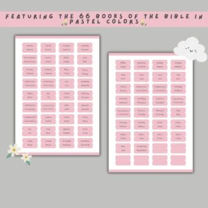 Printable Pink Bible Tabs Bible Journaling 66 Books Of The Bible Free Page Of Blank Tabs DIY Bible Tabs Etsy