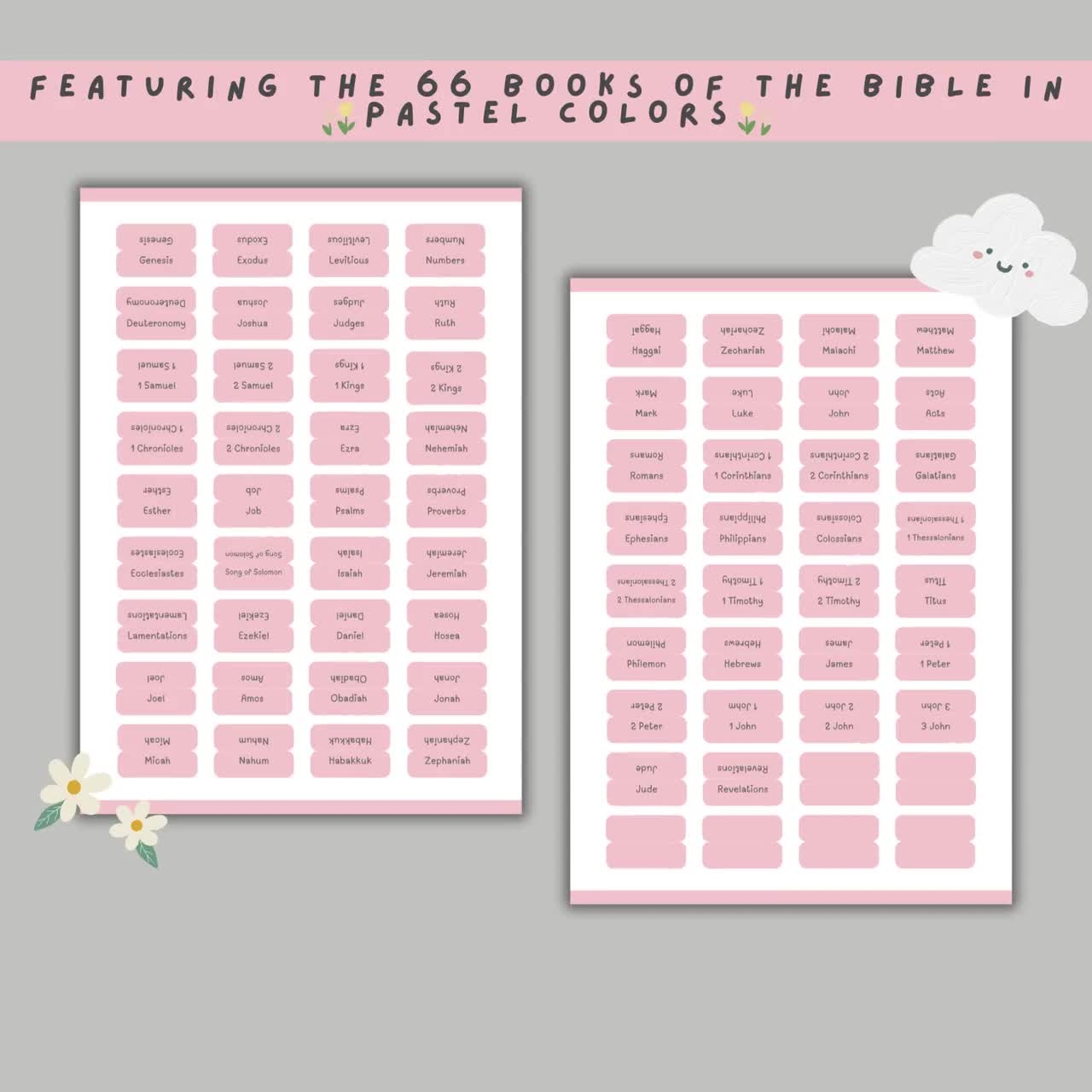 Printable Pink Bible Tabs Bible Journaling 66 Books Of The Bible Free Page Of Blank Tabs DIY Bible Tabs Etsy