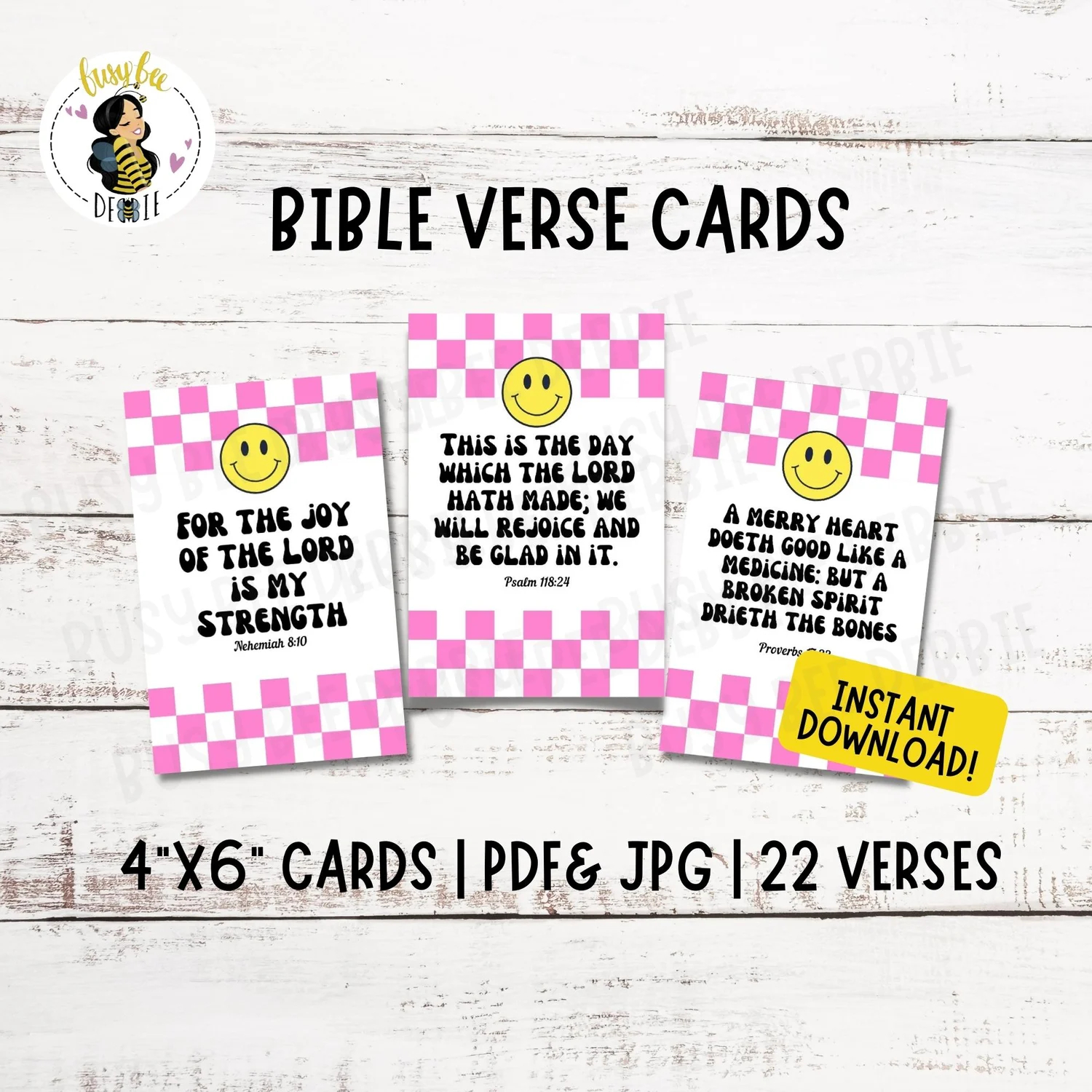 Printable Scripture Affirmation Card Bible Verse Cards Bible Memory Cards Retro Christian Theme Affirmations KJV Bible Verses On Joy Payhip