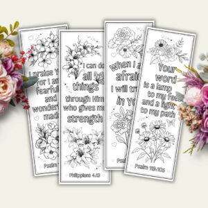 Printable Scripture Coloring Bookmarks For Women Bible Verse Affirmations Digital Flower Bookmark Set Perfect Gift For Christian Reader Etsy
