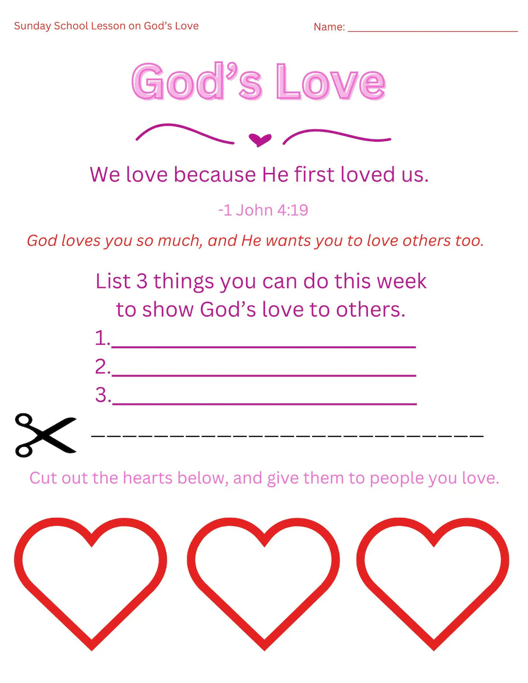 Printable Sunday School Lesson On God s Love Etsy