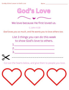 Printable Sunday School Lesson On God s Love Etsy