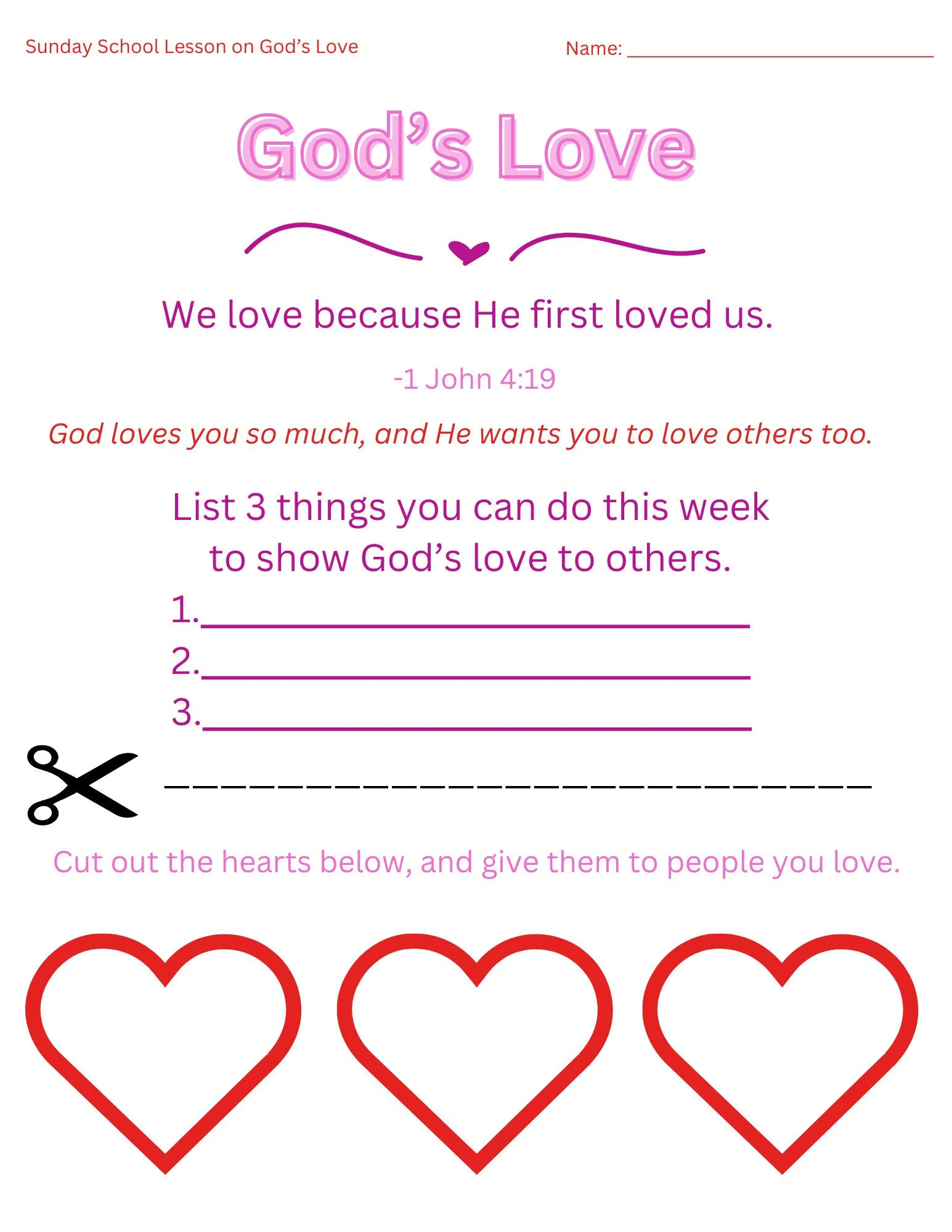 Printable Sunday School Lesson On God s Love Etsy