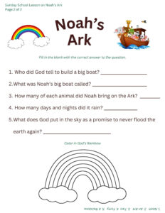 Printable Sunday School Lesson On Noah s Ark Etsy
