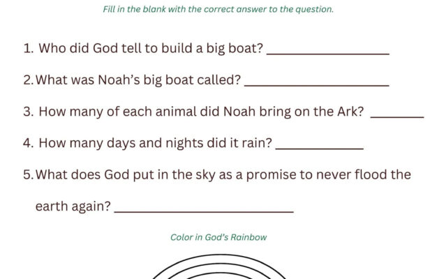 Printable Sunday School Lesson On Noah s Ark Etsy