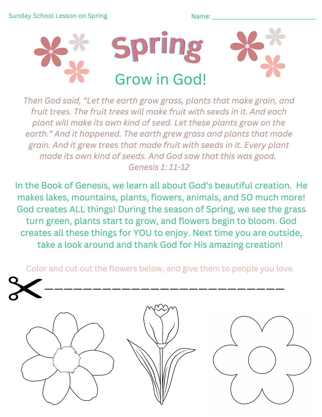 Free Printable Bible Lessons for Kids About Spring