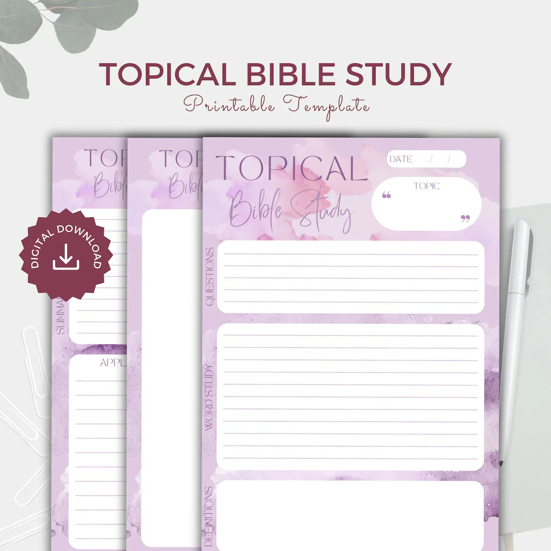 Printable Topical Bible Study Template Bible Word Study Digital Template Group Bible Topic Goodnote Bible Study Printable Template Church Etsy