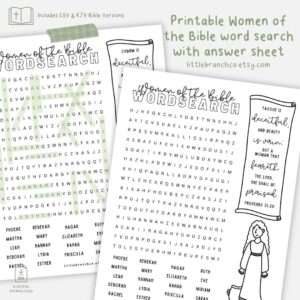 Printable Women Of The Bible Word Search Women Of The Bible Sunday School Bible Activity Pages Proverbs 31 ESV And KJV Bible Verse Etsy