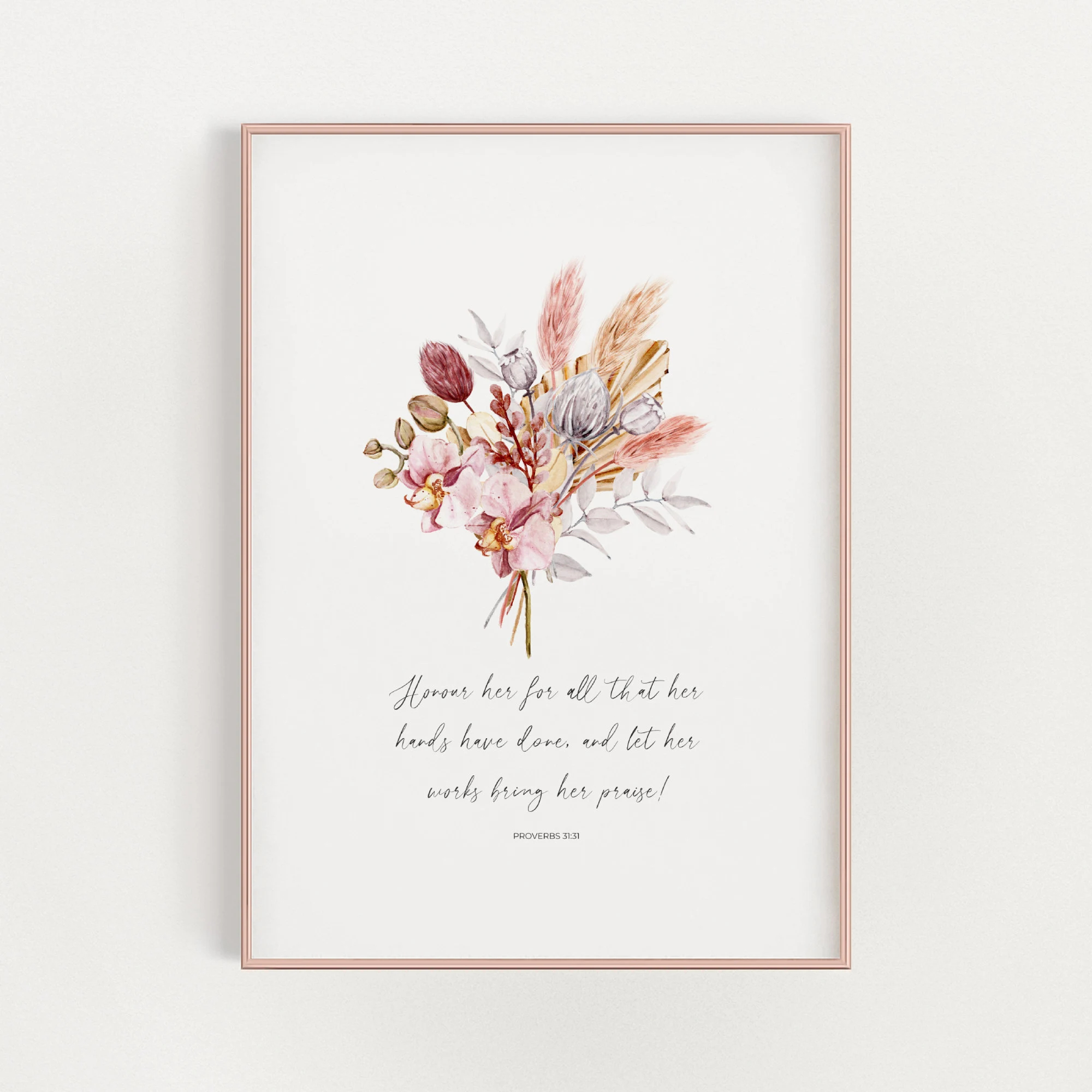 Proverbs 31 31 Printable Wall Art Motherhood Bible Verse Art Feminine Christian Woman Art Pink Floral Scripture Print Etsy