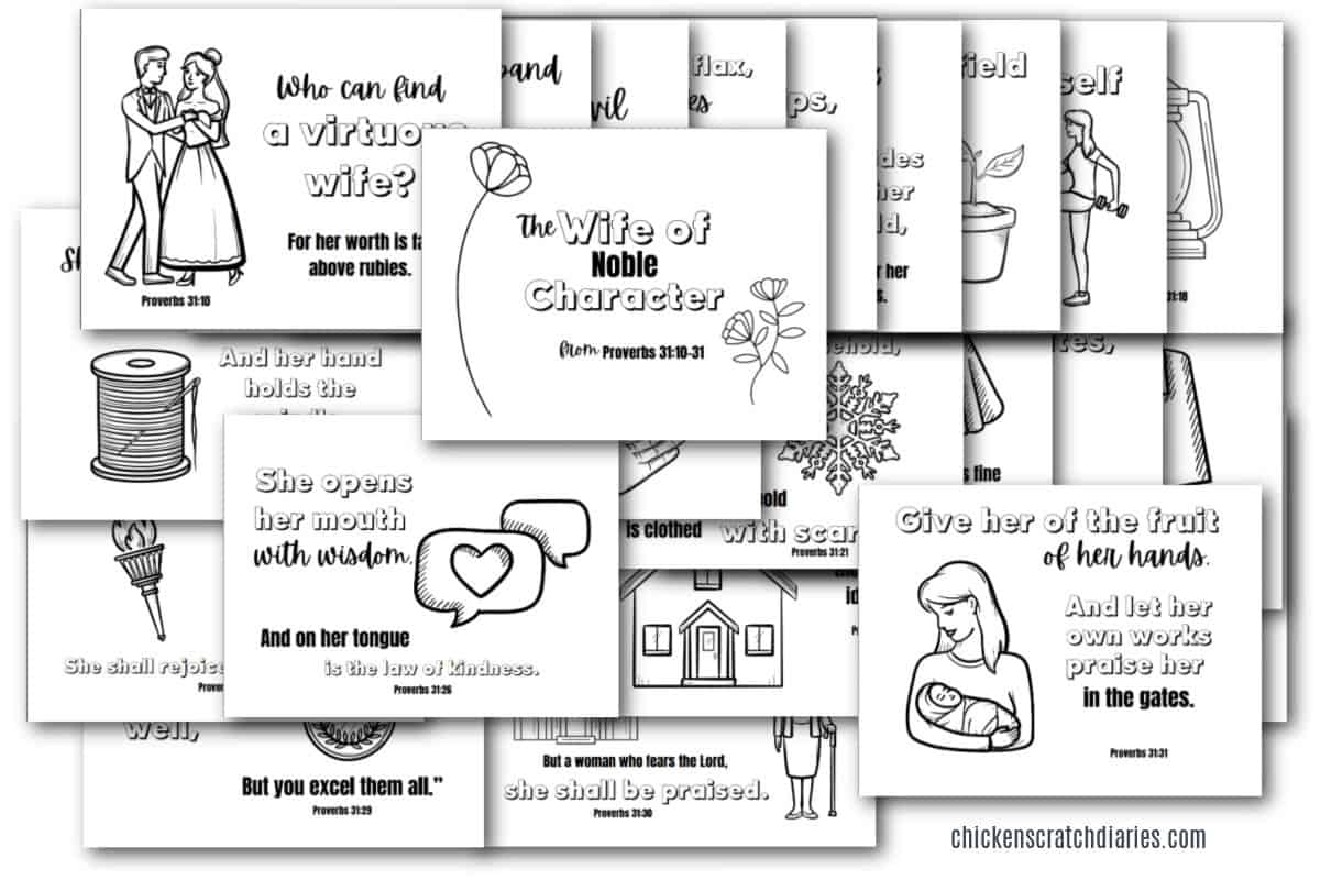 Proverbs 31 Coloring Pages Free Printable Pack Chicken Scratch Diaries