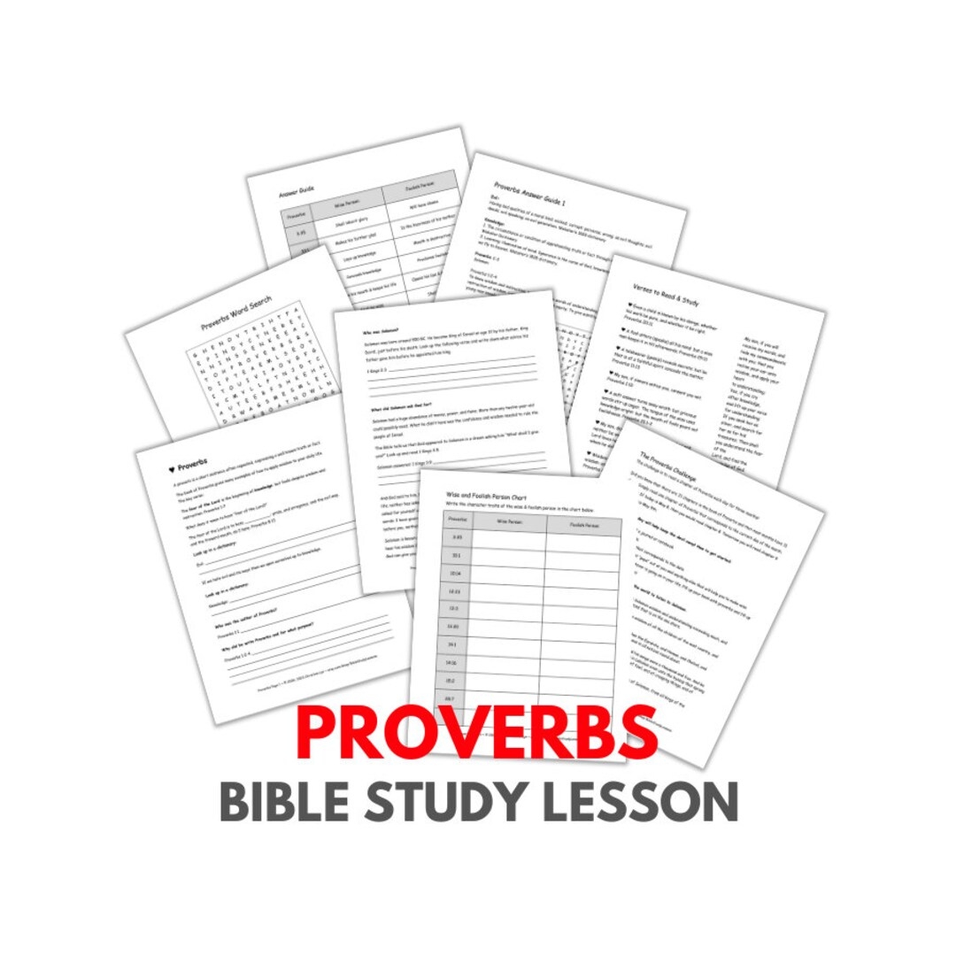 Proverbs Bible Study Lesson Kids Teens Etsy