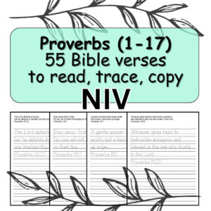 Proverbs Copywork Book 1 17 55 NIV Bible Verses Scripture Tracing Scripture Handwriting Homeschool Copy Work Verses To Trace Etsy