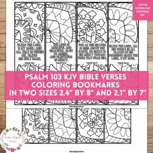 Psalm 103 Coloring Bible Verse Bookmarks KJV Scripture Christian Keepsake Craft Cards Student Friend Gifts Classful