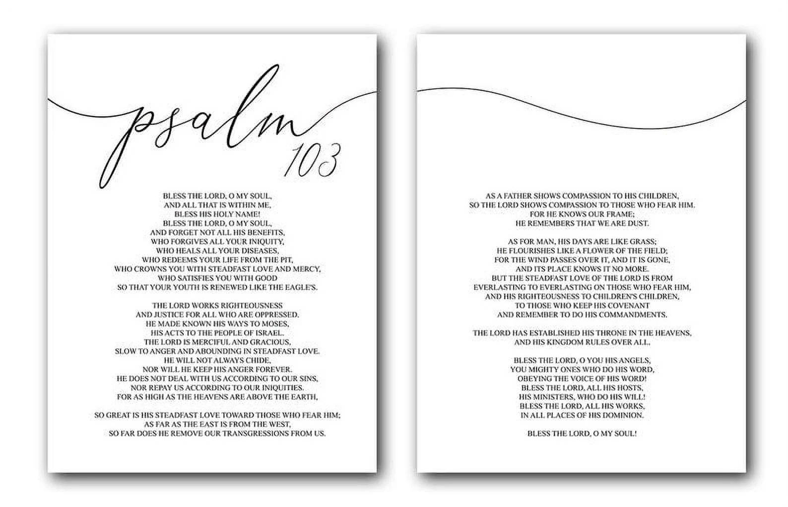 Psalm 103 ESV Bible Verse Set Of 2 Poster Prints Multiple Sizes Home Wall Art Decor Walmart