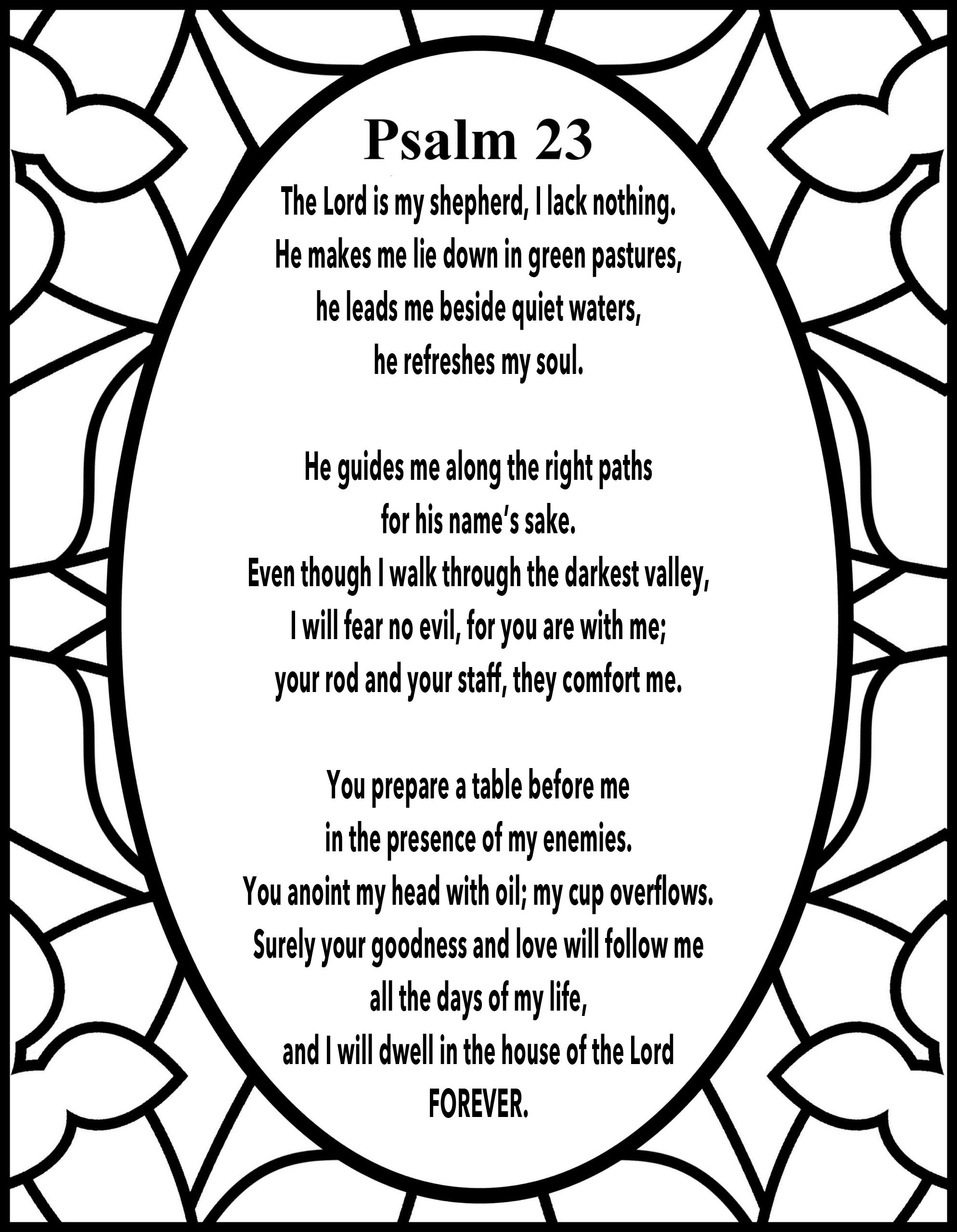 Bible Study Psalm 23 Printable