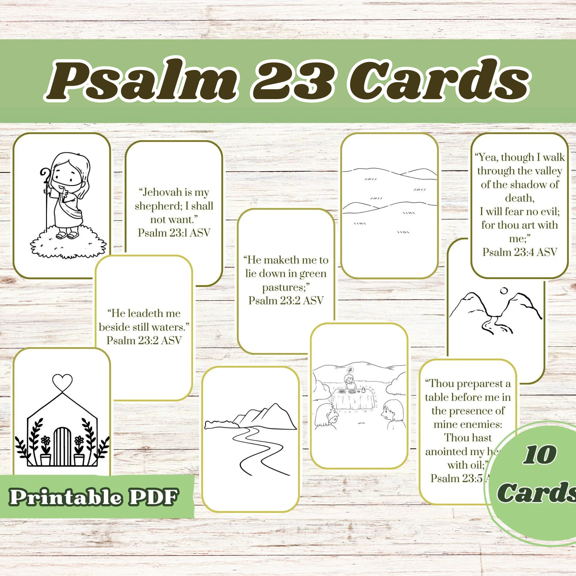 Psalm 23 Psalm 23 Printable Psalms 23 Bible Cards For Kids Kids Bible Activity Kids Bible Printable Sunday School Kids Bible Study Etsy