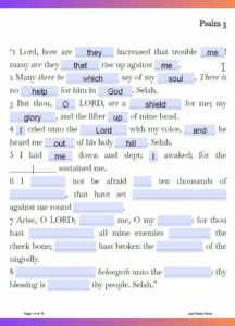 Psalm 3 Bible Study Printable Worksheet Bible Activity Bible Study Tool Fill In The Blank Scripture Printable Bible Worksheet Etsy