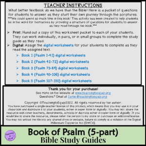 Psalm Bible Study Questions Worksheets Classful