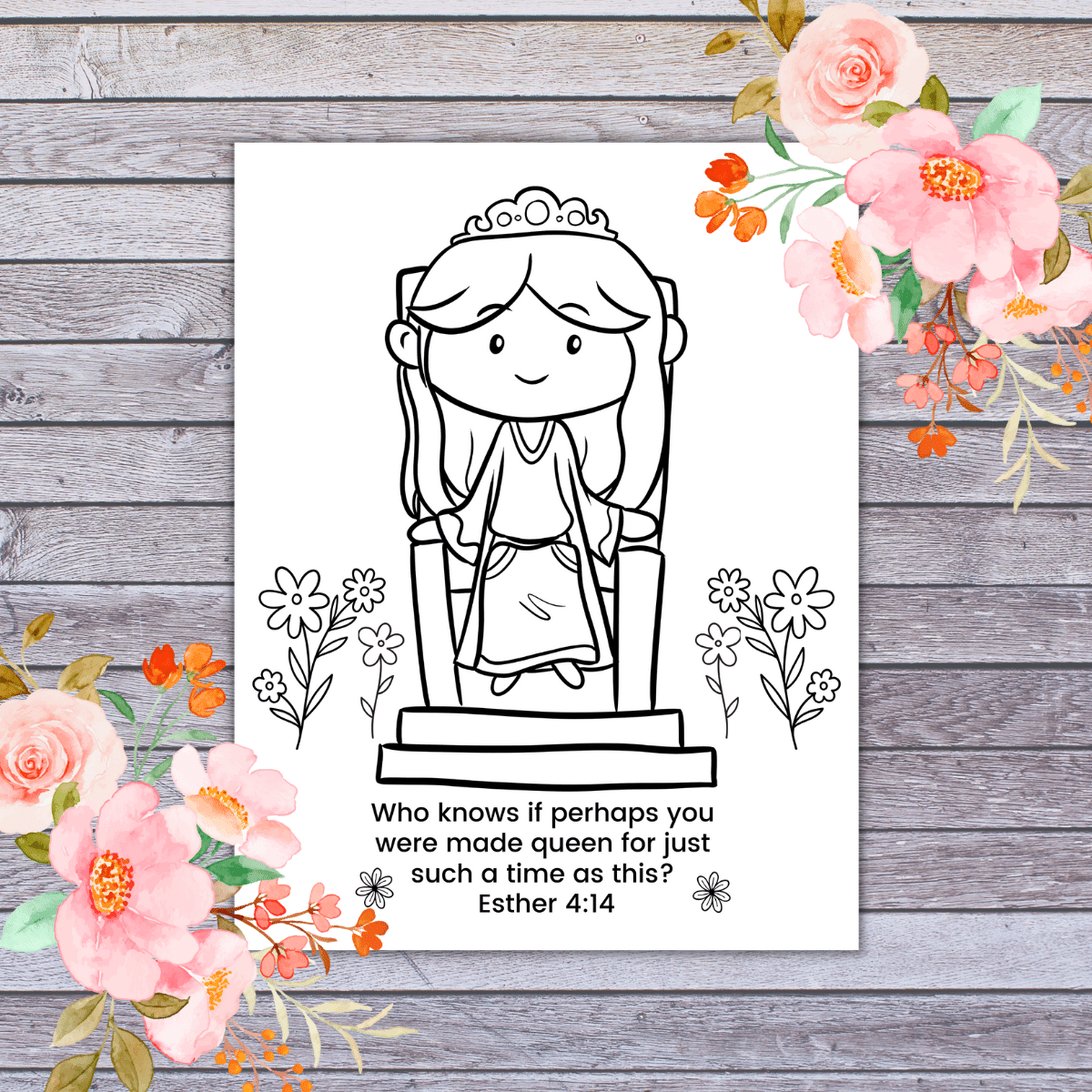 queen esther coloring page free printable