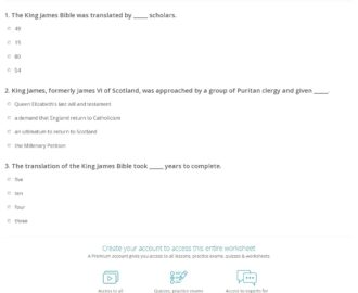 Quiz Worksheet History Of The King James Bible Study