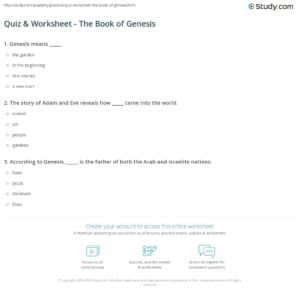 Quiz Worksheet The Book Of Genesis Study
