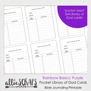 Rainbow Basics Purple Pocket Library Of God Card Printable AllieScraps SHOP