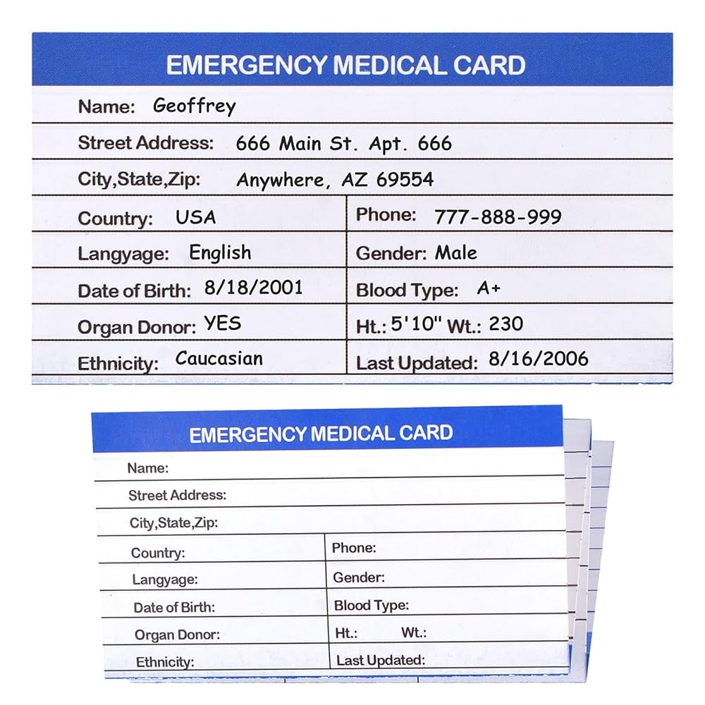 Red Contacts 4 Pack Emergency Medical Information Id Card Red Medical Condition And Emergency Contact Id Wallet Card Medical Alert Wallet Card Pocket Size Medication List And S For Caretakers Red Medical