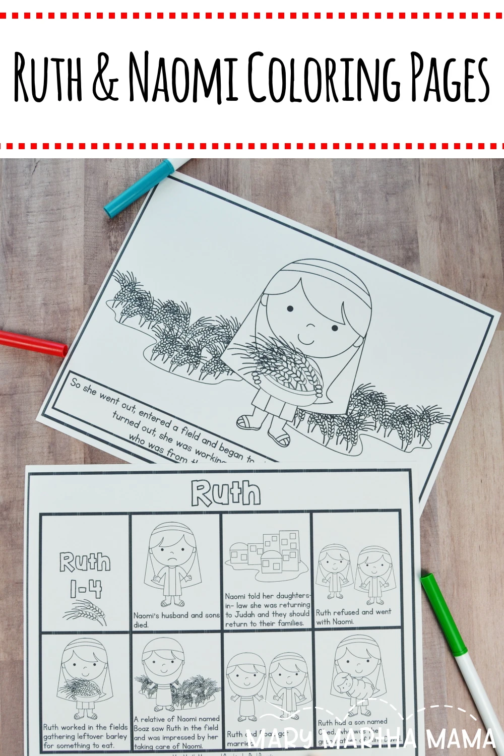 Ruth And Naomi Coloring Pages Mary Martha Mama
