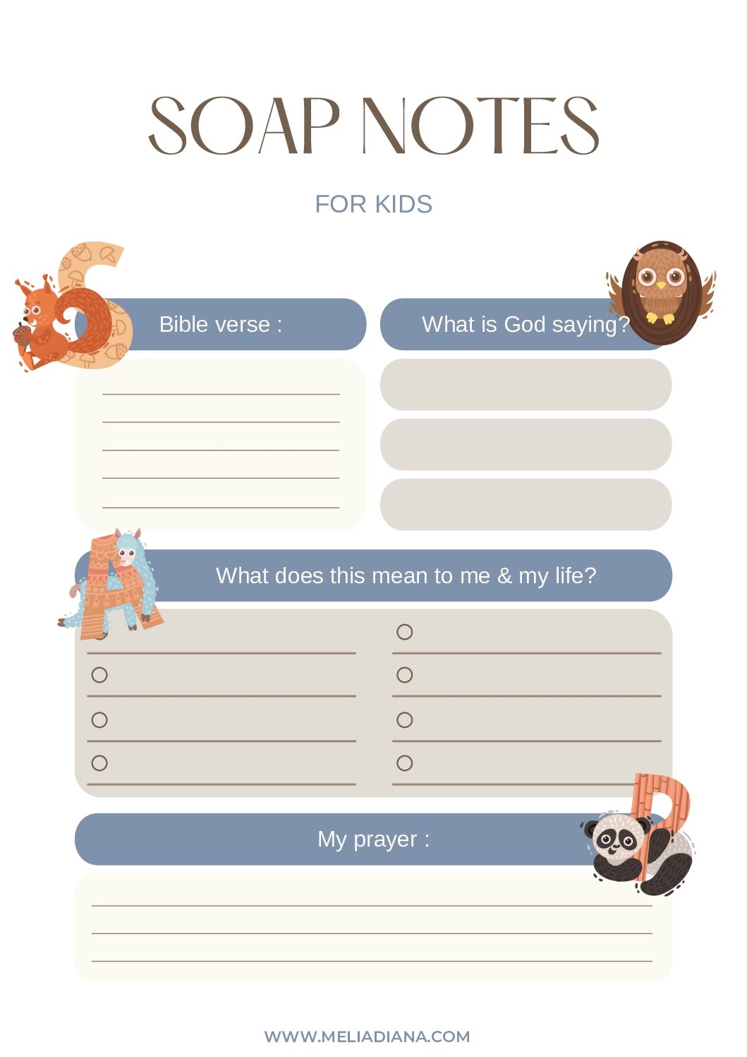 S O A P Note Bible Study For KIDS 