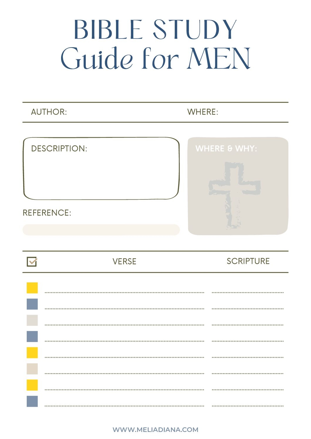 S O A P Note Bible Study Sheets For MEN 