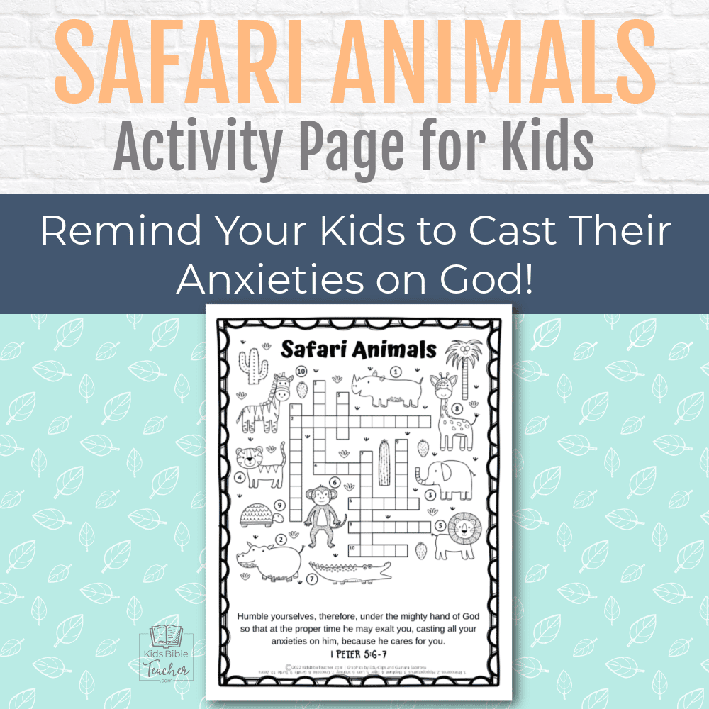Safari Animals Bible Activity Page Kids Bible Teacher