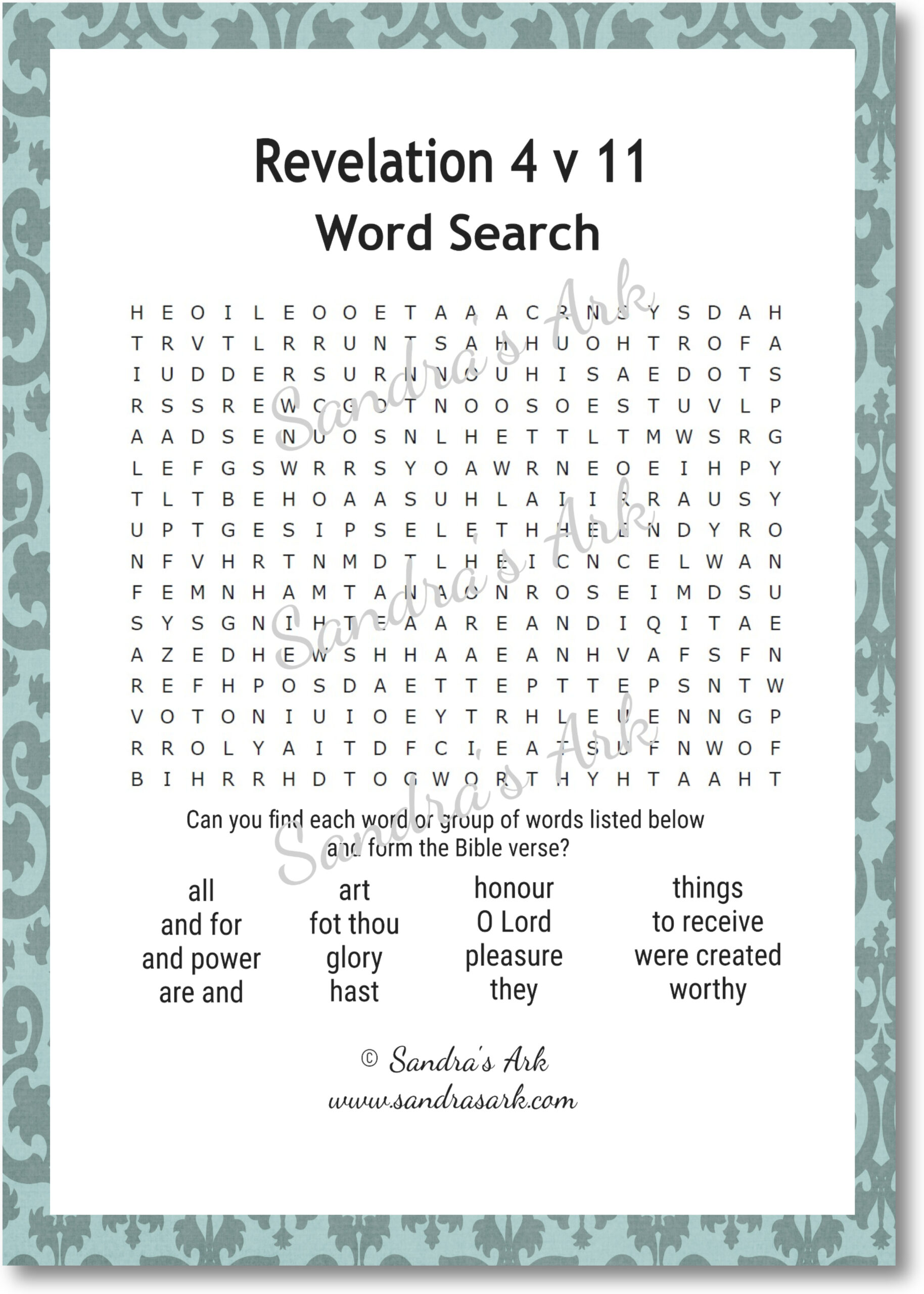 Bible Verse Word Search Printable