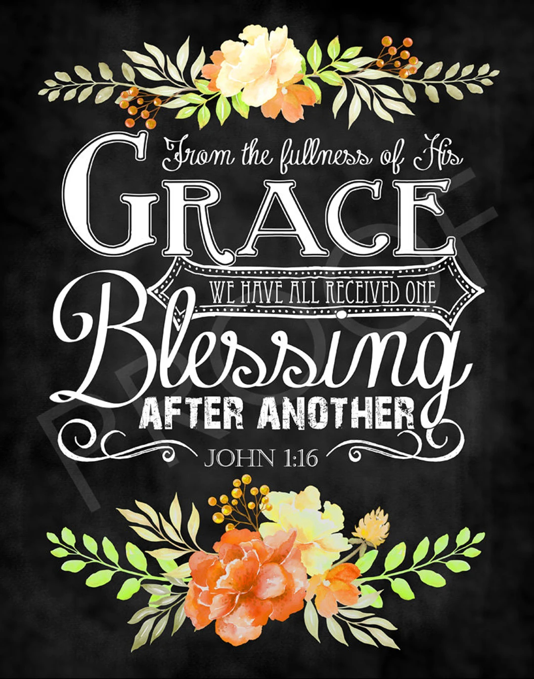 Scripture Art John 1 16 Chalkboard Style Fall Thanksgiving Watercolor Graphics By Filigrinaart etsy Etsy
