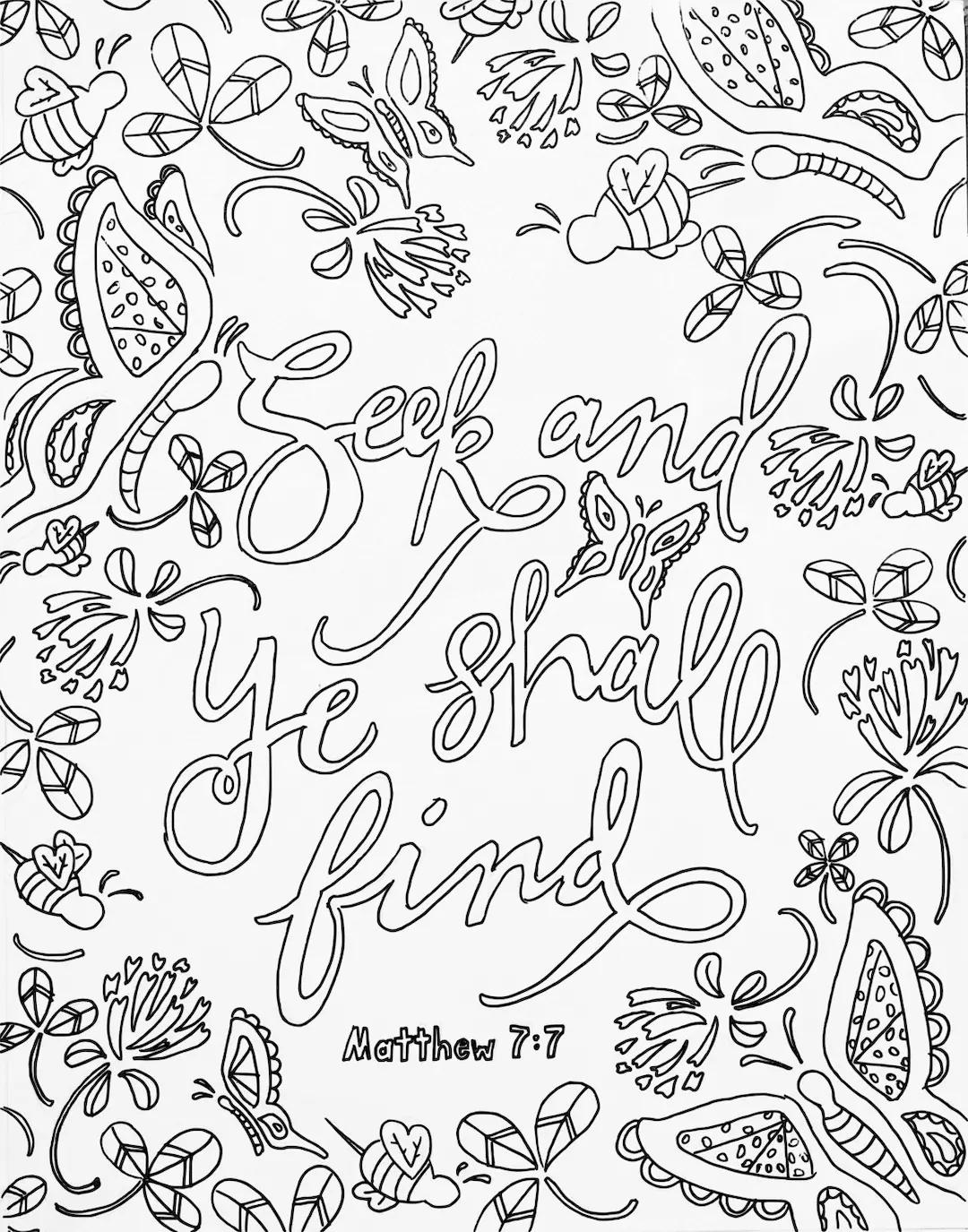 Scripture Coloring Page Adult Coloring Meditation Devotional Coloring Page Matthew 7 Bible Verse Coloring Page Etsy