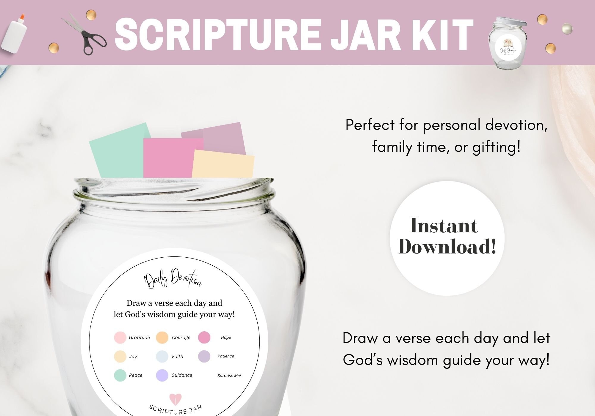 Scripture Jar Printable Make Your Own Scripture Jar Prayer Jar Scripture Jar Notes Etsy