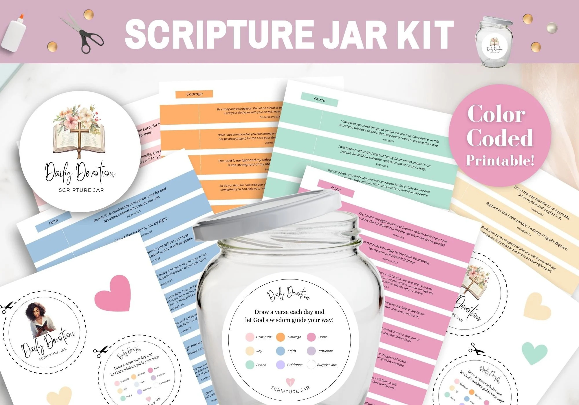Scripture Jar Printable Make Your Own Scripture Jar Prayer Jar Scripture Jar Notes Etsy