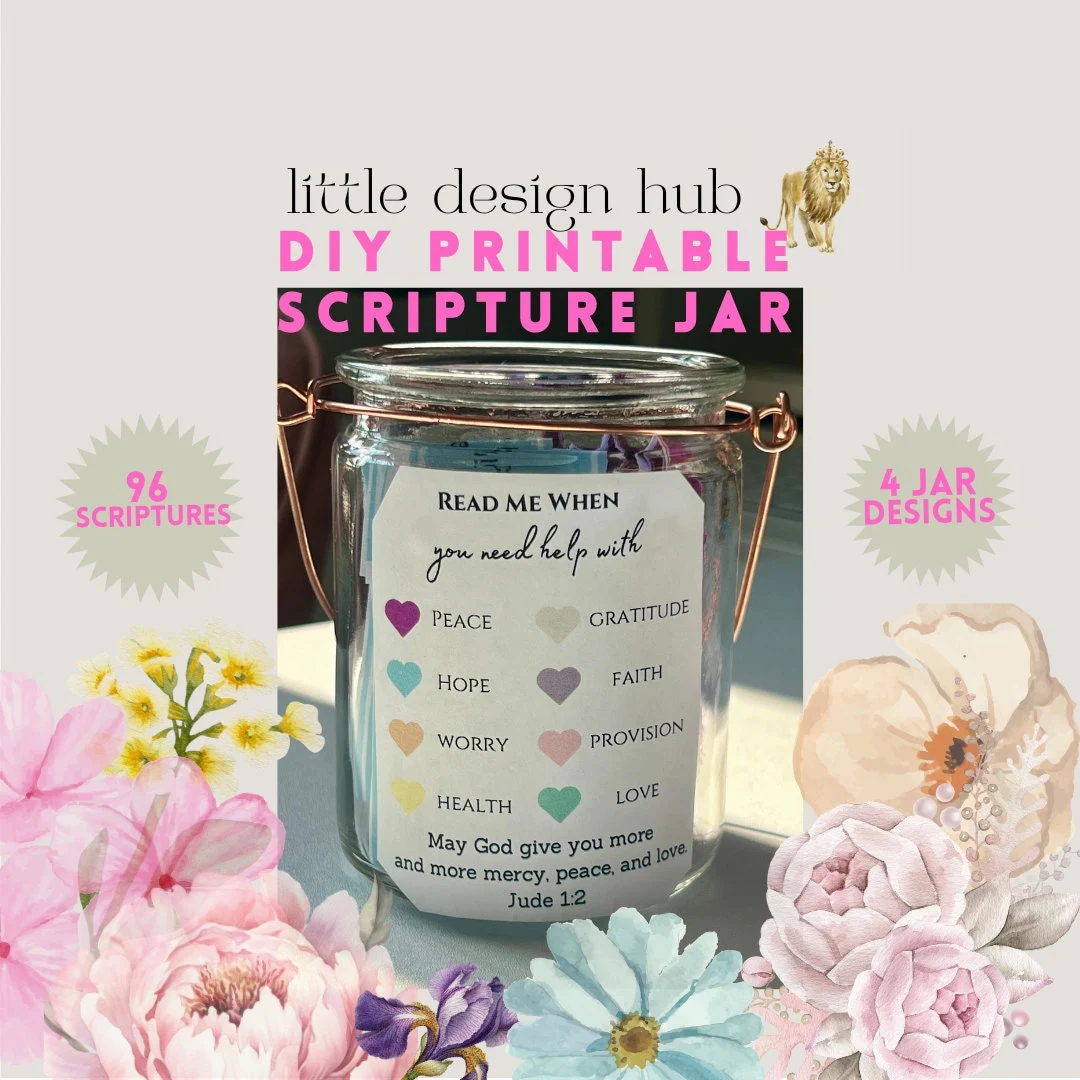 Scripture Jar Printables DIY Bible Verse Notes Printable Prayer Jar Etsy