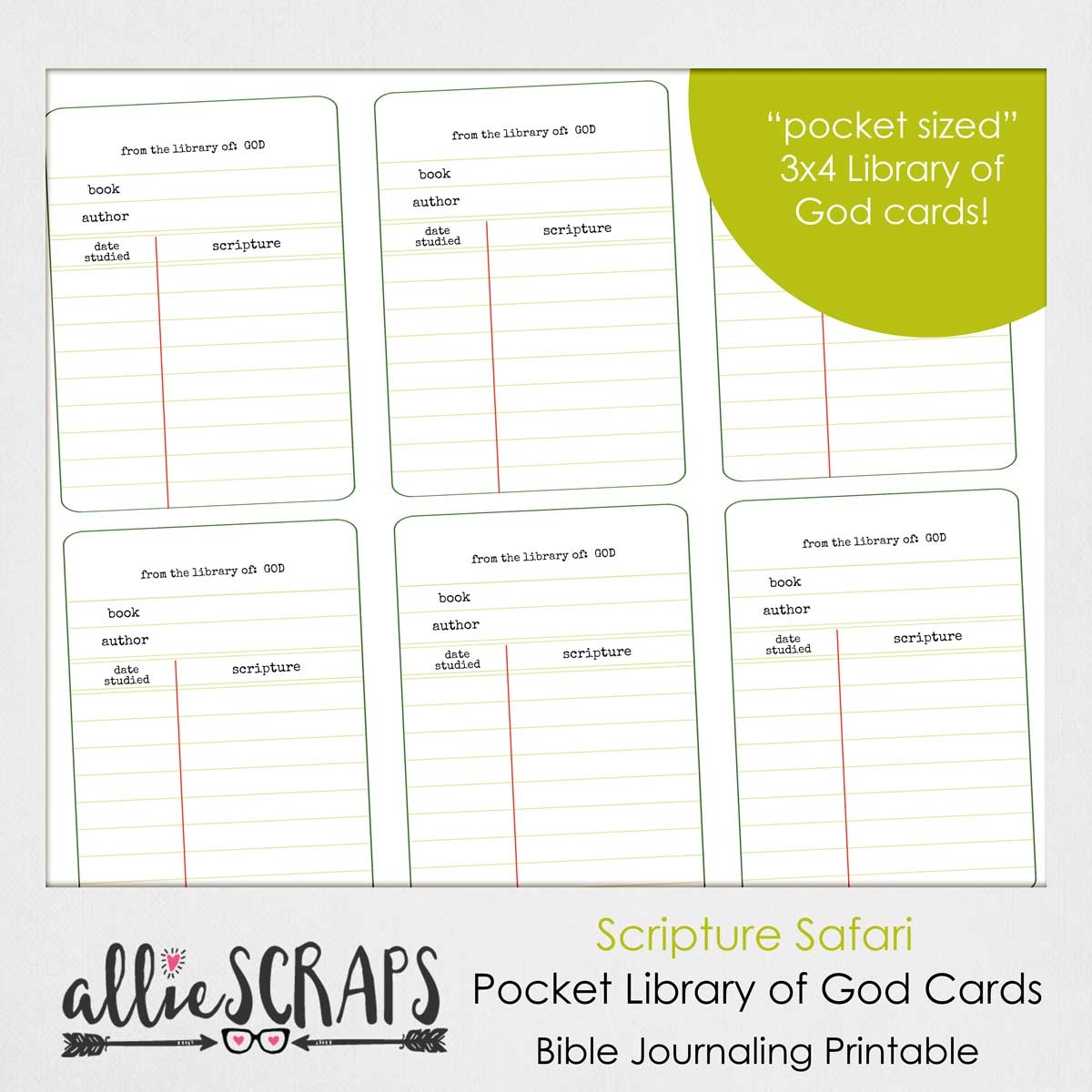 Scripture Safari Pocket Library Of God Card Printable AllieScraps SHOP 