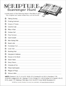Scripture Scavenger Hunt Free Printable Flanders Family Home Life Worksheets Library
