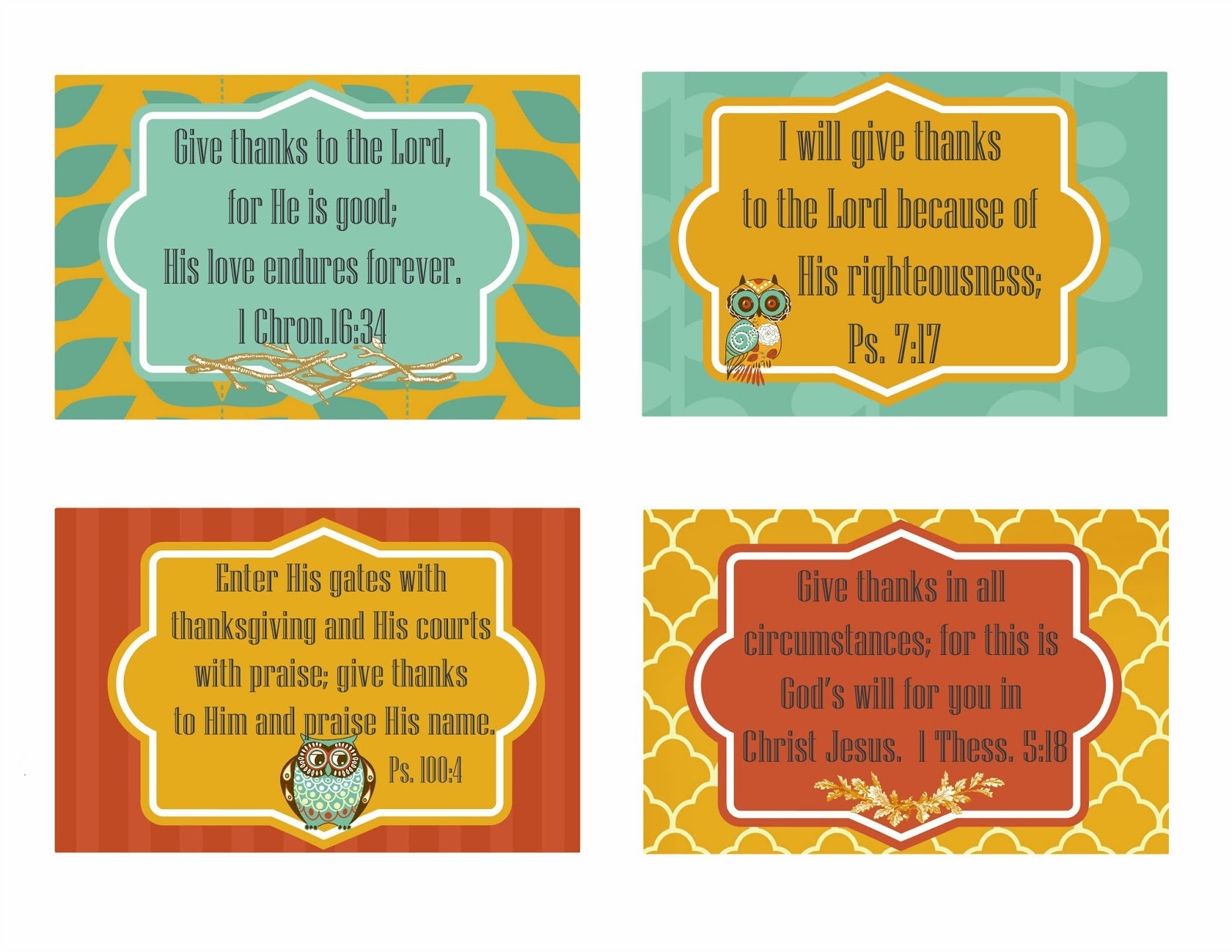 Second Chance To Dream Free Printable Give Thanks Scripture Cards
