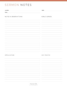 Sermon Notes Neat And Tidy Design