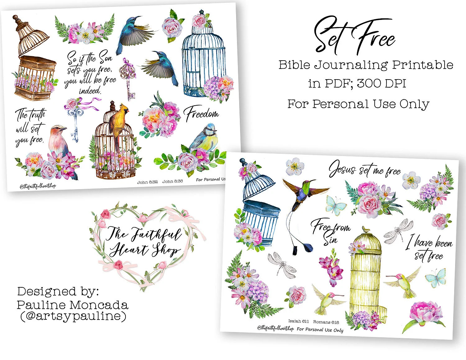 set free bible journaling digital download printable etsy