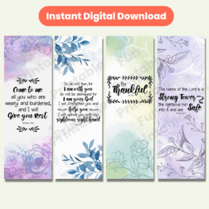 Set Of 12 Printable Watercolor Flower Bible Verses Of Thanks And Hope Bookmarks Fun Printable