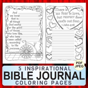 Set Of 5 Bible Journal Sheets For Christians Printable Scripture Arts For Mindfulness Coloring Reflection Relaxation And Stress Relief Etsy