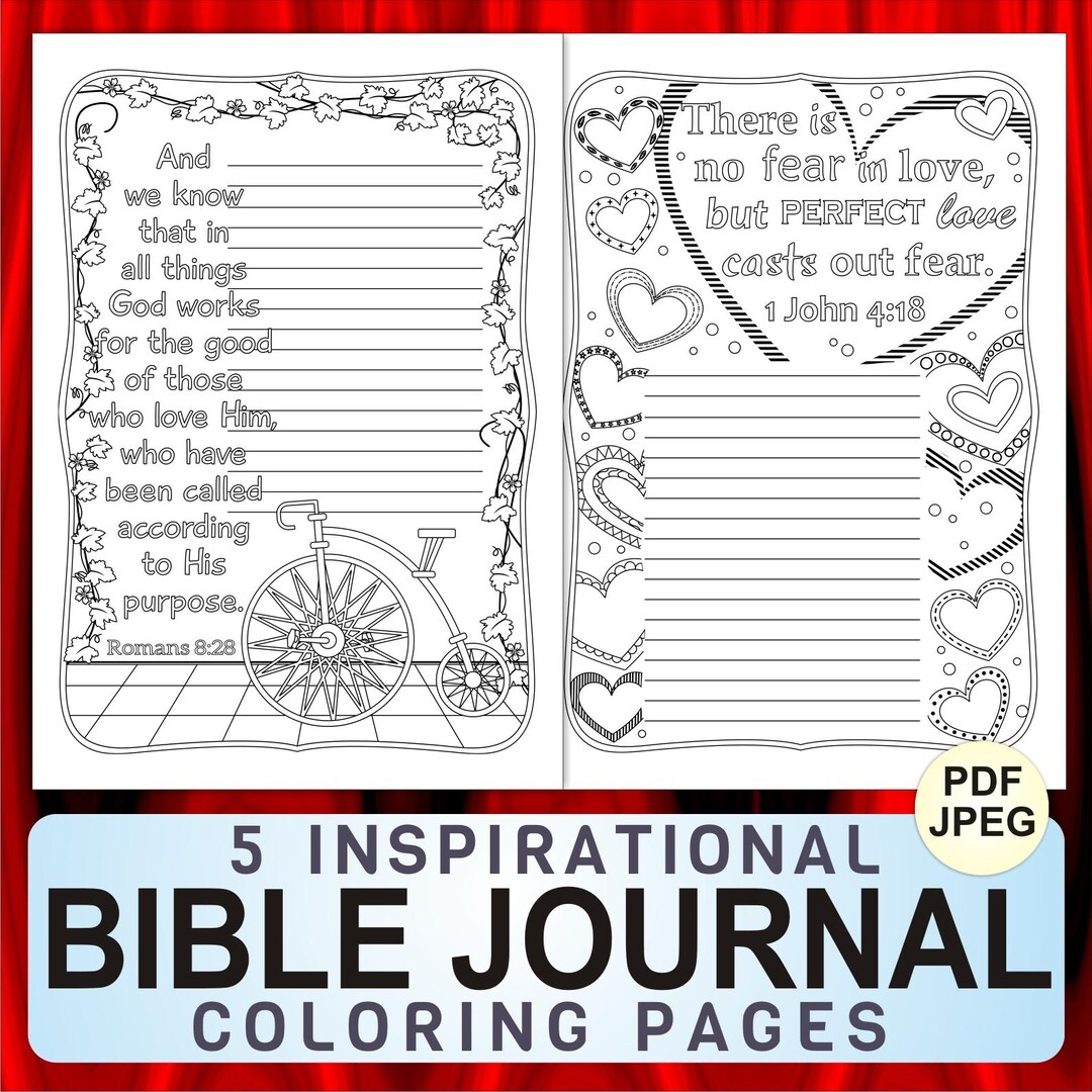 Set Of 5 Bible Journal Sheets For Christians Printable Scripture Arts For Mindfulness Coloring Reflection Relaxation And Stress Relief Etsy